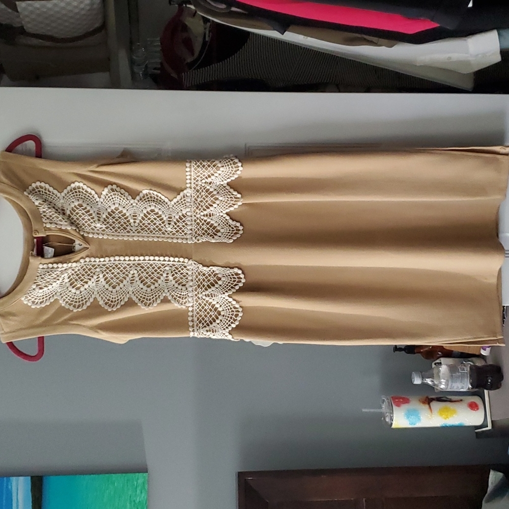 Beige Sheath Dress
